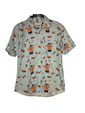 RSVLTS x The Sandlot Great Hambino Button Down Shirt Sz LG Baseball Hot Dog